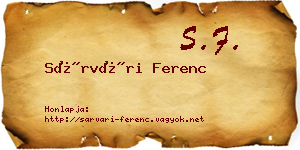 Sárvári Ferenc névjegykártya