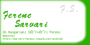 ferenc sarvari business card